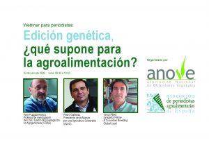 Cartel webinar: Edición genética : ¿Qué supone para la agroalimentación?