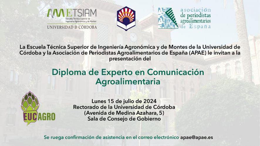 Agenda 15.07.24: Presentación del Diploma de Experto en Comunicación Agroalimentaria