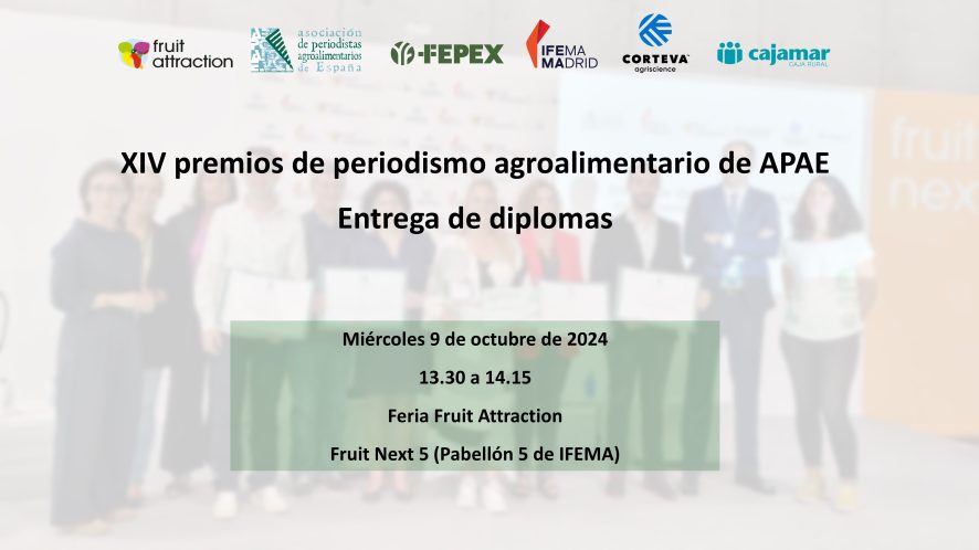 Agenda 09.10.2024 Entrega de diplomas de los  XIV premios de periodismo agroalimentario de APAE