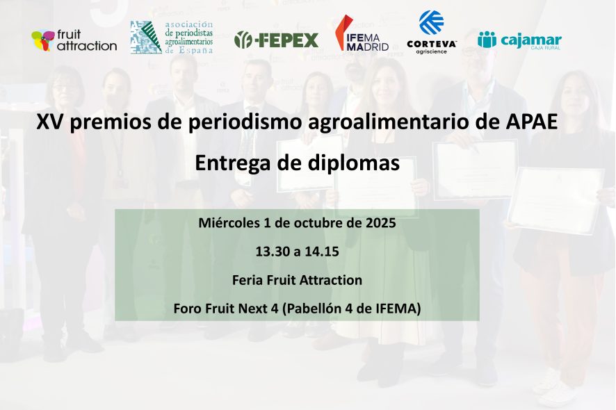 Agenda 01.10.2025 Entrega de diplomas de los XV premios de periodismo agroalimentario de APAE
