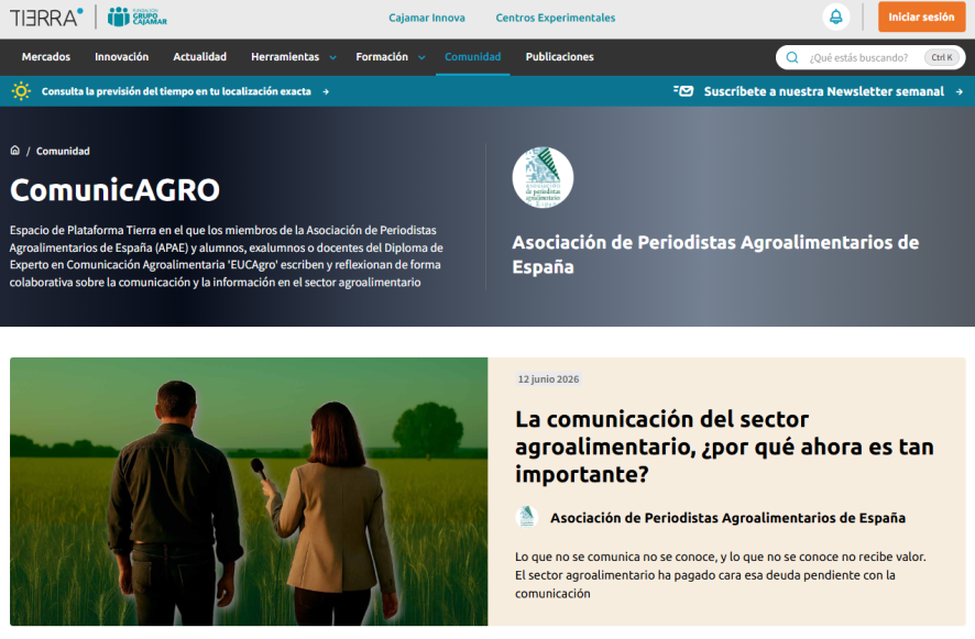 Nuevo espacio de APAE en Plataforma Tierra: ComunicAGRO